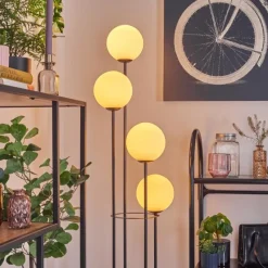 Lampes À Boules-hofstein Gastor Lampadaire 25 cm Bois clair, Noir, 4 lumières