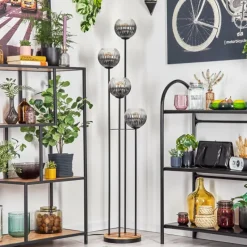 hofstein Gastor Lampadaire 25 cm Bois clair, Noir, 4 lumières