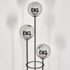 Suspension Verre Fumé-hofstein Gastor Lampadaire 30 cm Bois foncé, Noir, 3 lumières