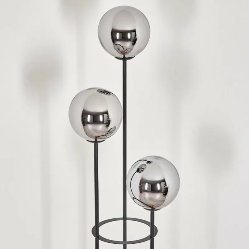 Suspension Verre Fumé-hofstein Gastor Lampadaire 30 cm Bois foncé, Noir, 3 lumières