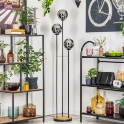 Suspension Verre Fumé-hofstein Gastor Lampadaire 30 cm Bois foncé, Noir, 3 lumières