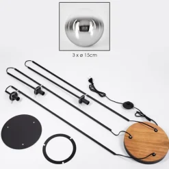 hofstein Gastor Lampadaire 30 cm Bois foncé, Noir, 3 lumières