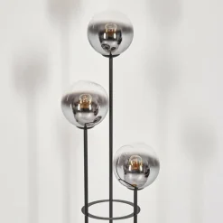 hofstein Gastor Lampadaire 30 cm Bois foncé, Noir, 3 lumières