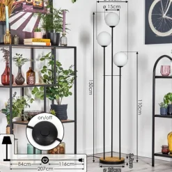 hofstein Gastor Lampadaire 30 cm Bois foncé, Noir, 3 lumières