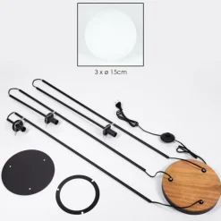 hofstein Gastor Lampadaire 30 cm Bois foncé, Noir, 3 lumières