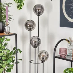 hofstein Gastor Lampadaire 30 cm Bois clair, Noir, 4 lumières