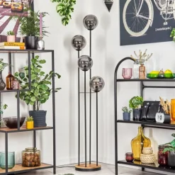 hofstein Gastor Lampadaire 30 cm Bois clair, Noir, 4 lumières