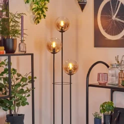 hofstein Gastor Lampadaire 30 cm Bois foncé, Noir, 3 lumières