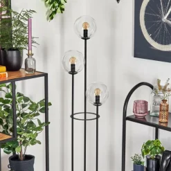 hofstein Gastor Lampadaire 30 cm Bois foncé, Noir, 3 lumières