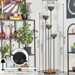 hofstein Gastor Lampadaire 30 cm Bois clair, Noir, 4 lumières