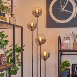 hofstein Gastor Lampadaire 30 cm Bois clair, Noir, 4 lumières