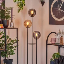 hofstein Gastor Lampadaire 25 cm Bois clair, Noir, 3 lumières