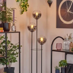 hofstein Gastor Lampadaire 25 cm Bois clair, Noir, 3 lumières