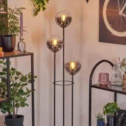 hofstein Gastor Lampadaire 25 cm Bois clair, Noir, 3 lumières