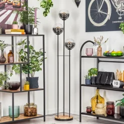 hofstein Gastor Lampadaire 25 cm Bois clair, Noir, 3 lumières