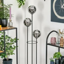 hofstein Gastor Lampadaire 25 cm Bois clair, Noir, 3 lumières