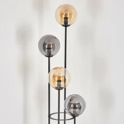 Suspension Verre Fumé-hofstein Gastor Lampadaire 30 cm Bois clair, Noir, 4 lumières