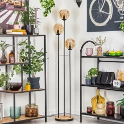 hofstein Gastor Lampadaire 30 cm Bois clair, Noir, 3 lumières