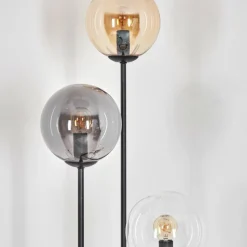 hofstein Gastor Lampadaire 30 cm Bois clair, Noir, 3 lumières