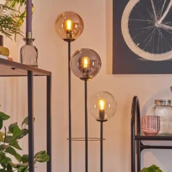 hofstein Gastor Lampadaire 30 cm Bois clair, Noir, 3 lumières