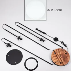 hofstein Gastor Lampadaire 30 cm Bois clair, Noir, 3 lumières