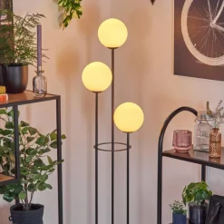 hofstein Gastor Lampadaire 30 cm Bois clair, Noir, 3 lumières