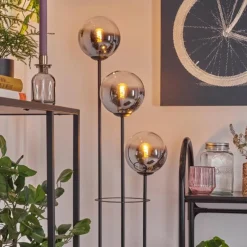 hofstein Gastor Lampadaire 30 cm Bois clair, Noir, 3 lumières