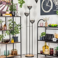 hofstein Gastor Lampadaire 30 cm Bois clair, Noir, 3 lumières