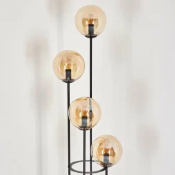 hofstein Gastor Lampadaire 30 cm Bois foncé, Noir, 4 lumières