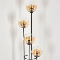 hofstein Gastor Lampadaire 30 cm Bois foncé, Noir, 4 lumières