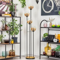 hofstein Gastor Lampadaire 30 cm Bois foncé, Noir, 4 lumières