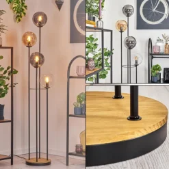 hofstein Gastor Lampadaire 30 cm Bois foncé, Noir, 4 lumières