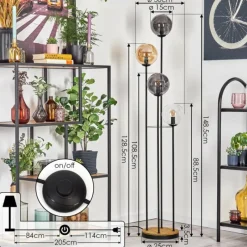 hofstein Gastor Lampadaire 30 cm Bois foncé, Noir, 4 lumières