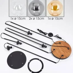 hofstein Gastor Lampadaire 30 cm Bois foncé, Noir, 4 lumières