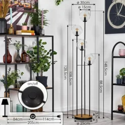 hofstein Gastor Lampadaire 30 cm Bois foncé, Noir, 4 lumières