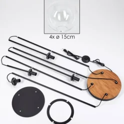 hofstein Gastor Lampadaire 30 cm Bois foncé, Noir, 4 lumières