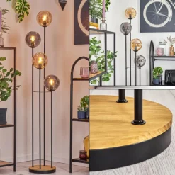 hofstein Gastor Lampadaire 30 cm Bois foncé, Noir, 4 lumières