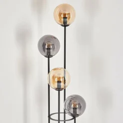 hofstein Gastor Lampadaire 30 cm Bois foncé, Noir, 4 lumières