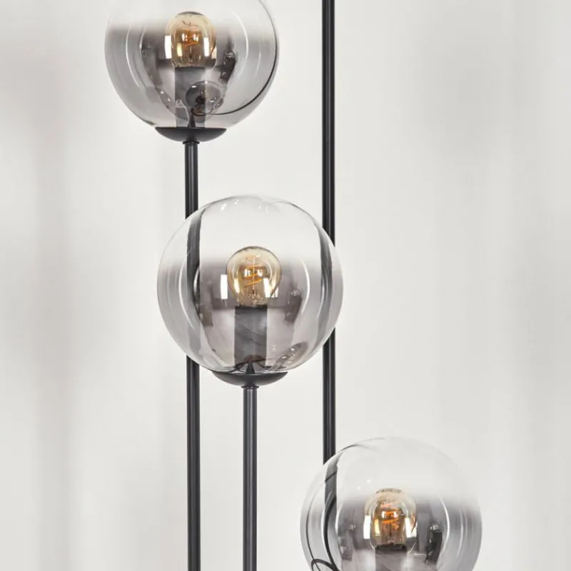 Suspension Verre Fumé-hofstein Gastor Lampadaire 30 cm Bois foncé, Noir, 4 lumières