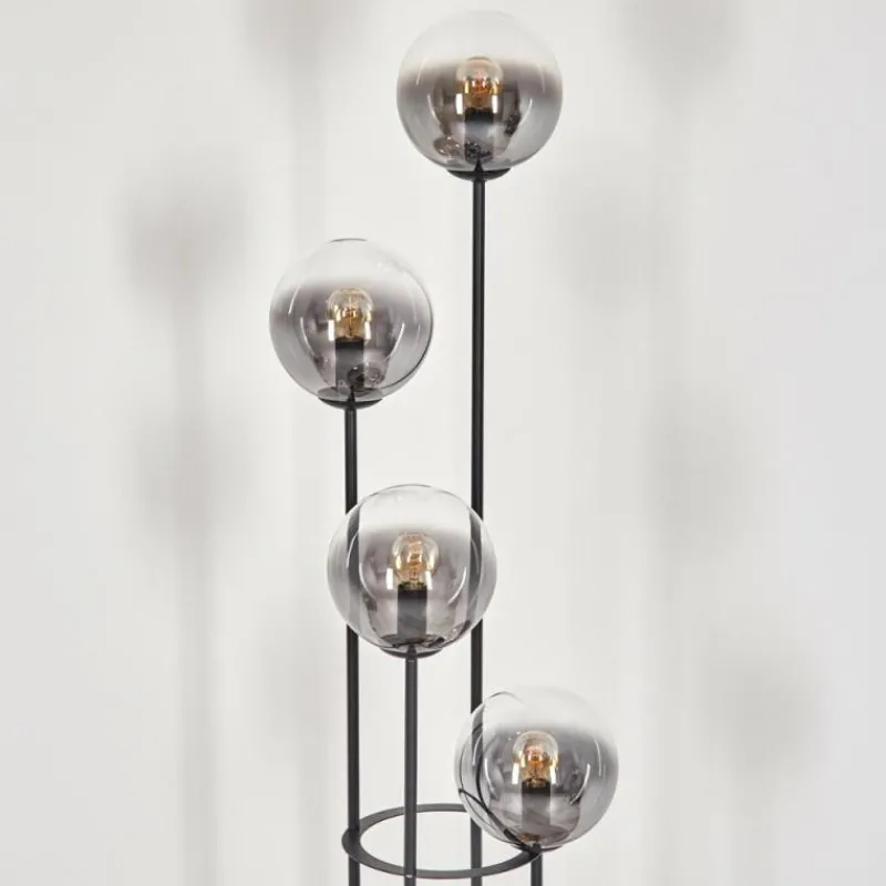 Suspension Verre Fumé-hofstein Gastor Lampadaire 30 cm Bois foncé, Noir, 4 lumières