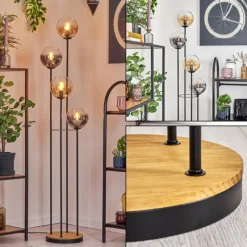 hofstein Gastor Lampadaire 30 cm Bois foncé, Noir, 4 lumières