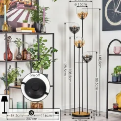 hofstein Gastor Lampadaire 30 cm Bois foncé, Noir, 4 lumières