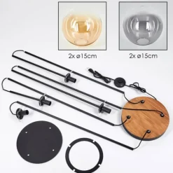 hofstein Gastor Lampadaire 30 cm Bois foncé, Noir, 4 lumières