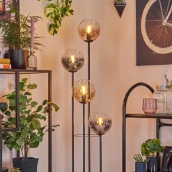 hofstein Gastor Lampadaire 30 cm Bois foncé, Noir, 4 lumières