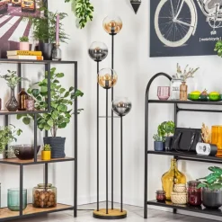 hofstein Gastor Lampadaire 30 cm Bois foncé, Noir, 4 lumières