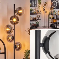 hofstein Gastor Lampadaire 33 cm Chrome, Clair, Fumé, 5 lumières