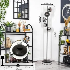 hofstein Gastor Lampadaire 33 cm Chrome, Clair, Fumé, 5 lumières