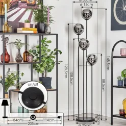 hofstein Gastor Lampadaire 30 cm Chrome, Fumé, 4 lumières