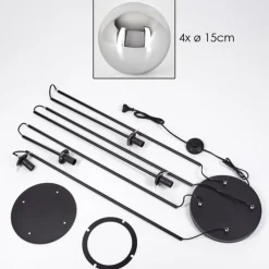 hofstein Gastor Lampadaire 30 cm Chrome, Fumé, 4 lumières