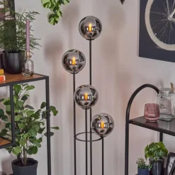 hofstein Gastor Lampadaire 30 cm Chrome, Fumé, 4 lumières